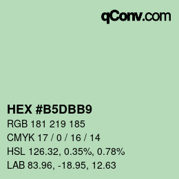 Color code: HEX #B5DBB9 | qconv.com