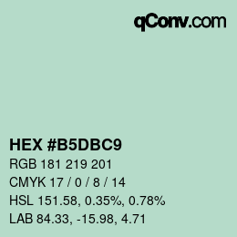 カラーコード: HEX #B5DBC9 | qconv.com