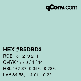 Color code: HEX #B5DBD3 | qconv.com