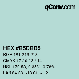 カラーコード: HEX #B5DBD5 | qconv.com
