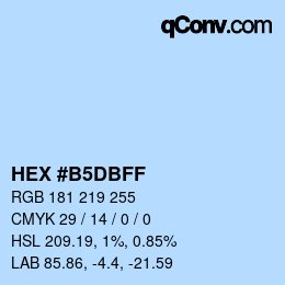 颜色代码: HEX #B5DBFF | qconv.com