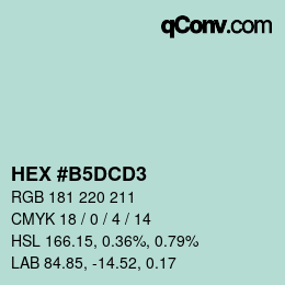 カラーコード: HEX #B5DCD3 | qconv.com