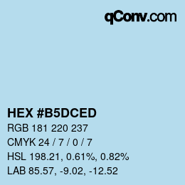 カラーコード: HEX #B5DCED | qconv.com