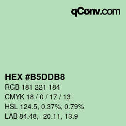 カラーコード: HEX #B5DDB8 | qconv.com