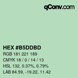 カラーコード: HEX #B5DDBD | qconv.com