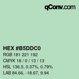 カラーコード: HEX #B5DDC0 | qconv.com