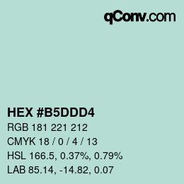 Color code: HEX #B5DDD4 | qconv.com