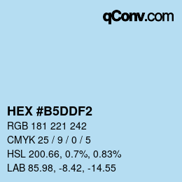 颜色代码: HEX #B5DDF2 | qconv.com