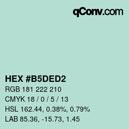 颜色代码: HEX #B5DED2 | qconv.com