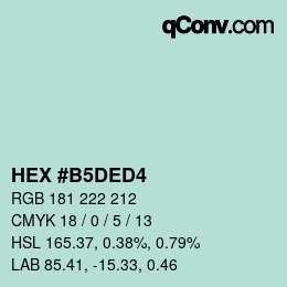 颜色代码: HEX #B5DED4 | qconv.com
