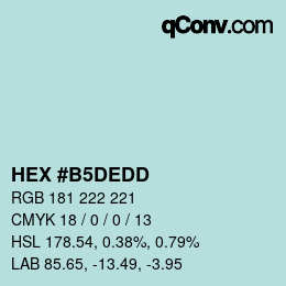 カラーコード: HEX #B5DEDD | qconv.com