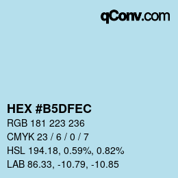 カラーコード: HEX #B5DFEC | qconv.com