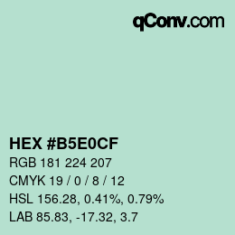 Color code: HEX #B5E0CF | qconv.com