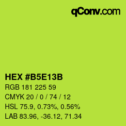 Code couleur: HEX #B5E13B | qconv.com