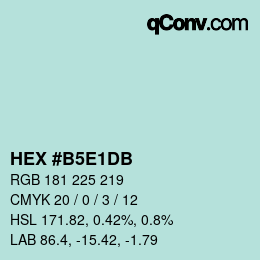 カラーコード: HEX #B5E1DB | qconv.com