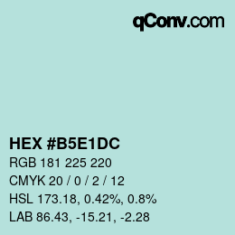 カラーコード: HEX #B5E1DC | qconv.com