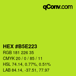 Color code: HEX #B5E223 | qconv.com