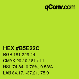 Color code: HEX #B5E22C | qconv.com