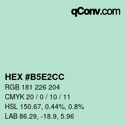 Color code: HEX #B5E2CC | qconv.com