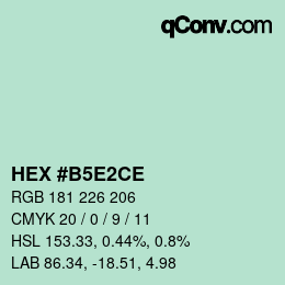 カラーコード: HEX #B5E2CE | qconv.com