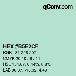 カラーコード: HEX #B5E2CF | qconv.com