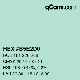 Farbcode: HEX #B5E2D0 | qconv.com