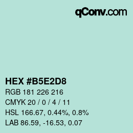 Color code: HEX #B5E2D8 | qconv.com