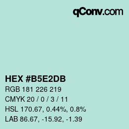 Color code: HEX #B5E2DB | qconv.com