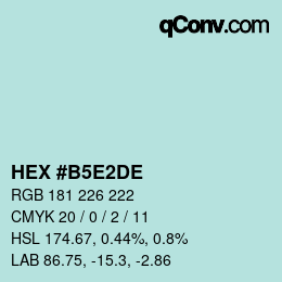 Color code: HEX #B5E2DE | qconv.com