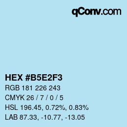 颜色代码: HEX #B5E2F3 | qconv.com