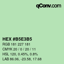 カラーコード: HEX #B5E3B5 | qconv.com