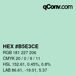 カラーコード: HEX #B5E3CE | qconv.com