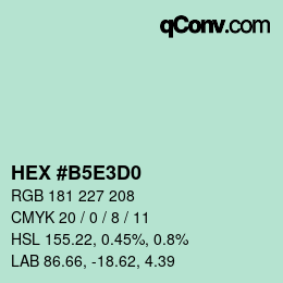 Color code: HEX #B5E3D0 | qconv.com