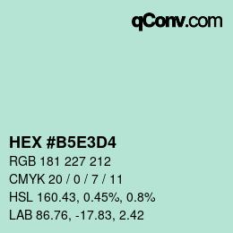 Color code: HEX #B5E3D4 | qconv.com