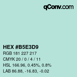 Código de color: HEX #B5E3D9 | qconv.com