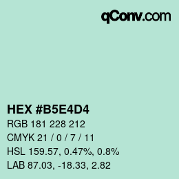 Código de color: HEX #B5E4D4 | qconv.com