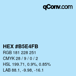 カラーコード: HEX #B5E4FB | qconv.com