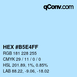 Farbcode: HEX #B5E4FF | qconv.com