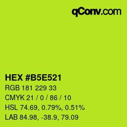 Farbcode: HEX #B5E521 | qconv.com