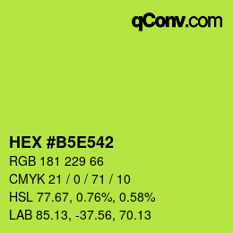 颜色代码: HEX #B5E542 | qconv.com