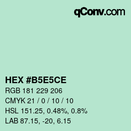 颜色代码: HEX #B5E5CE | qconv.com