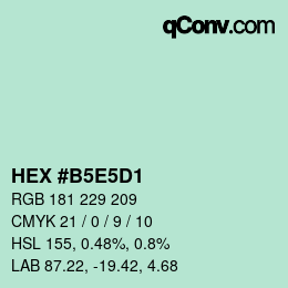 Color code: HEX #B5E5D1 | qconv.com