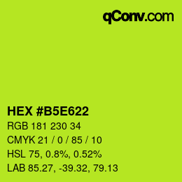 Código de color: HEX #B5E622 | qconv.com