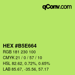 Farbcode: HEX #B5E664 | qconv.com