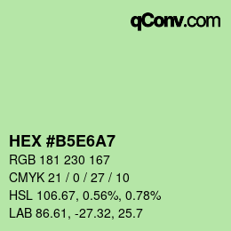 Color code: HEX #B5E6A7 | qconv.com