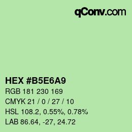 Color code: HEX #B5E6A9 | qconv.com