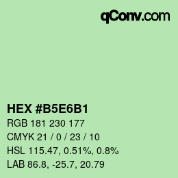 Color code: HEX #B5E6B1 | qconv.com