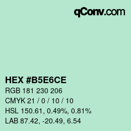 カラーコード: HEX #B5E6CE | qconv.com
