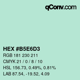 颜色代码: HEX #B5E6D3 | qconv.com