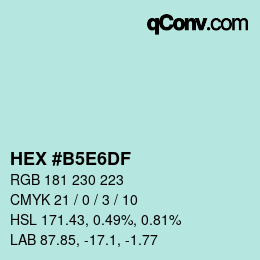 Código de color: HEX #B5E6DF | qconv.com